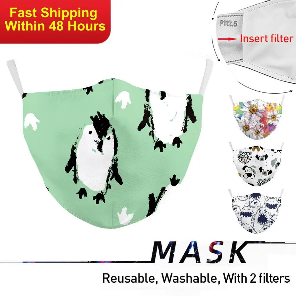 

Zawaland Protective PM2.5 Face Mask with Filter Reusable Flower Print Party Masks Windproof Proof Dust Mouth-muffle Adult