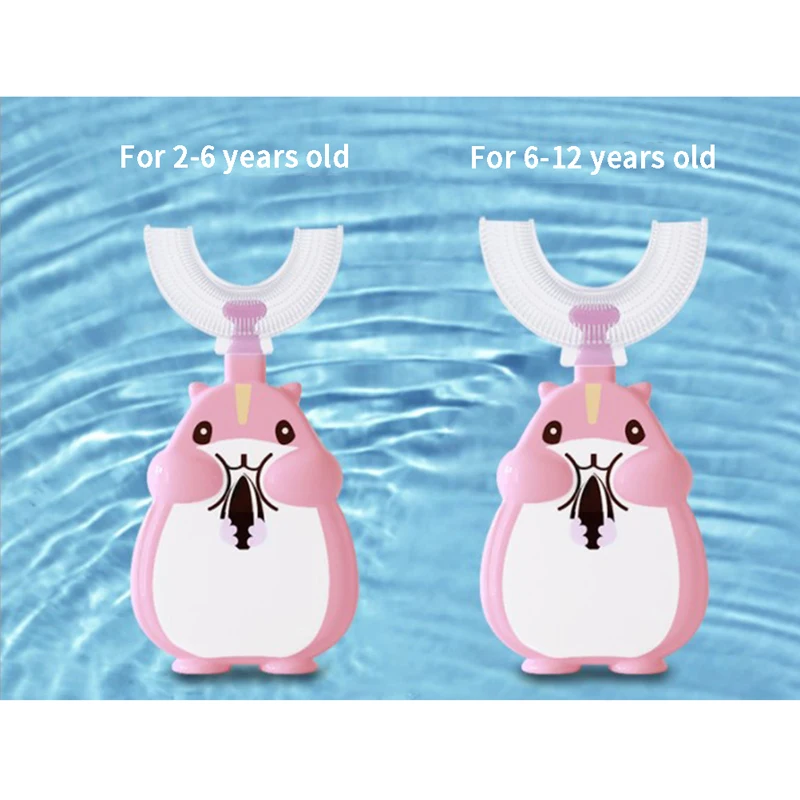 

Kids Cute Cartoon Toothbrush U-Shape Infant Toothbrush With Handle Silicone Oral Care Cleaning Brush For Toddlers Ages