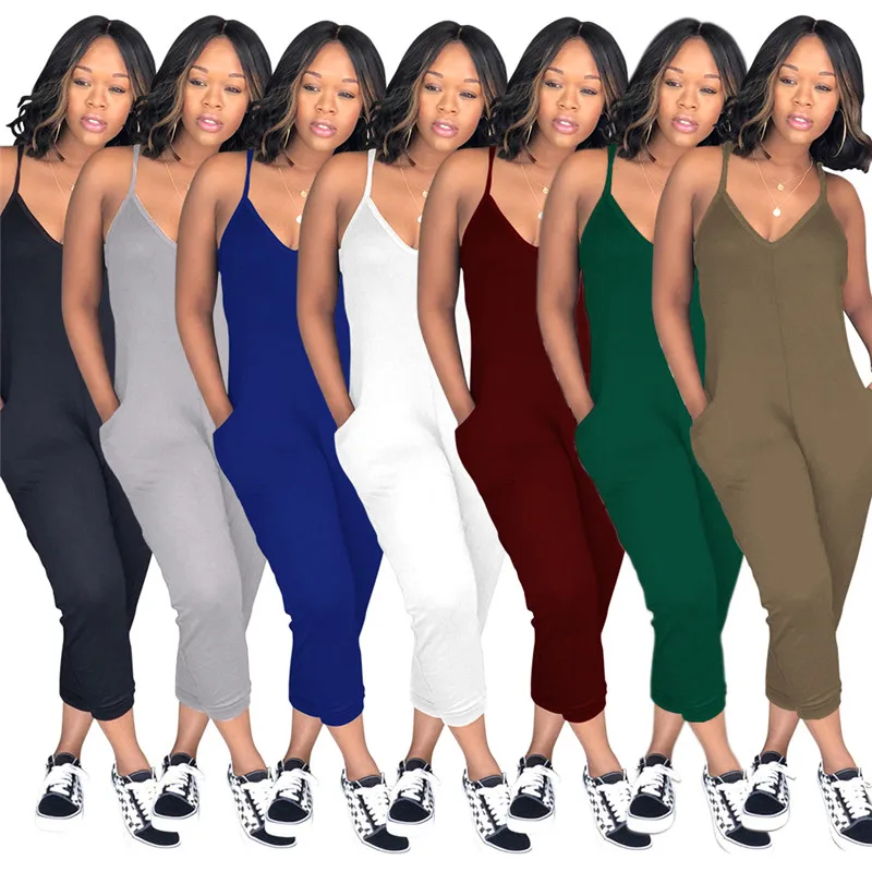 

New women's summer style jumpsuits tight sleeveless jumpsuit sexy halter jumpsuit
