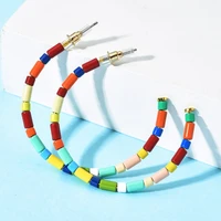 women colorful tilet c shaped hoop earrings girl birthday party rainbow tile round earrings wedding engagement jewelry