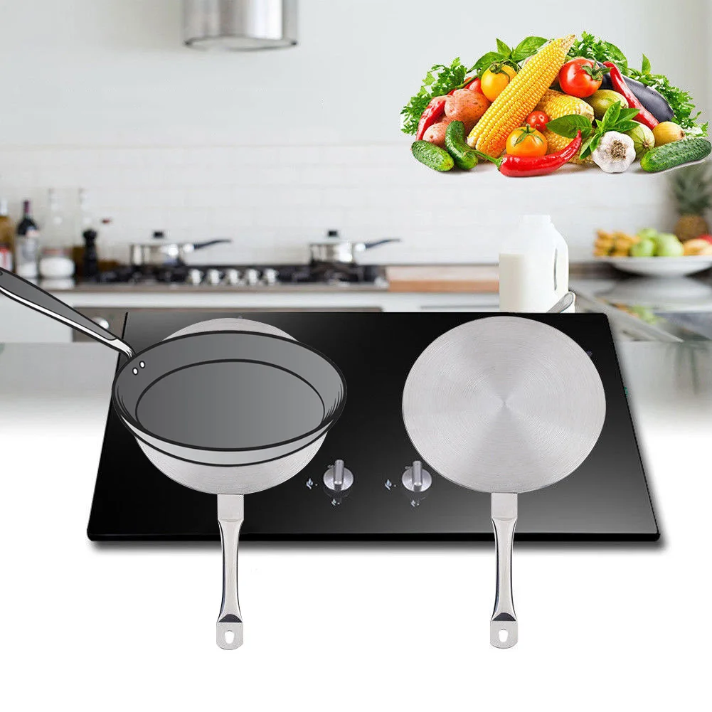 

Cookware Heat Transfer Plate Portable Converter Diffuser Durable Induction Cooker Stainless Steel Safe Disk Practical Silver