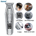 Kemei Для мужчин, электрическая машинка для стрижки волос, USB Перезаряжаемые машинка для стрижки ЖК-дисплей дисплей Парикмахерская резак
