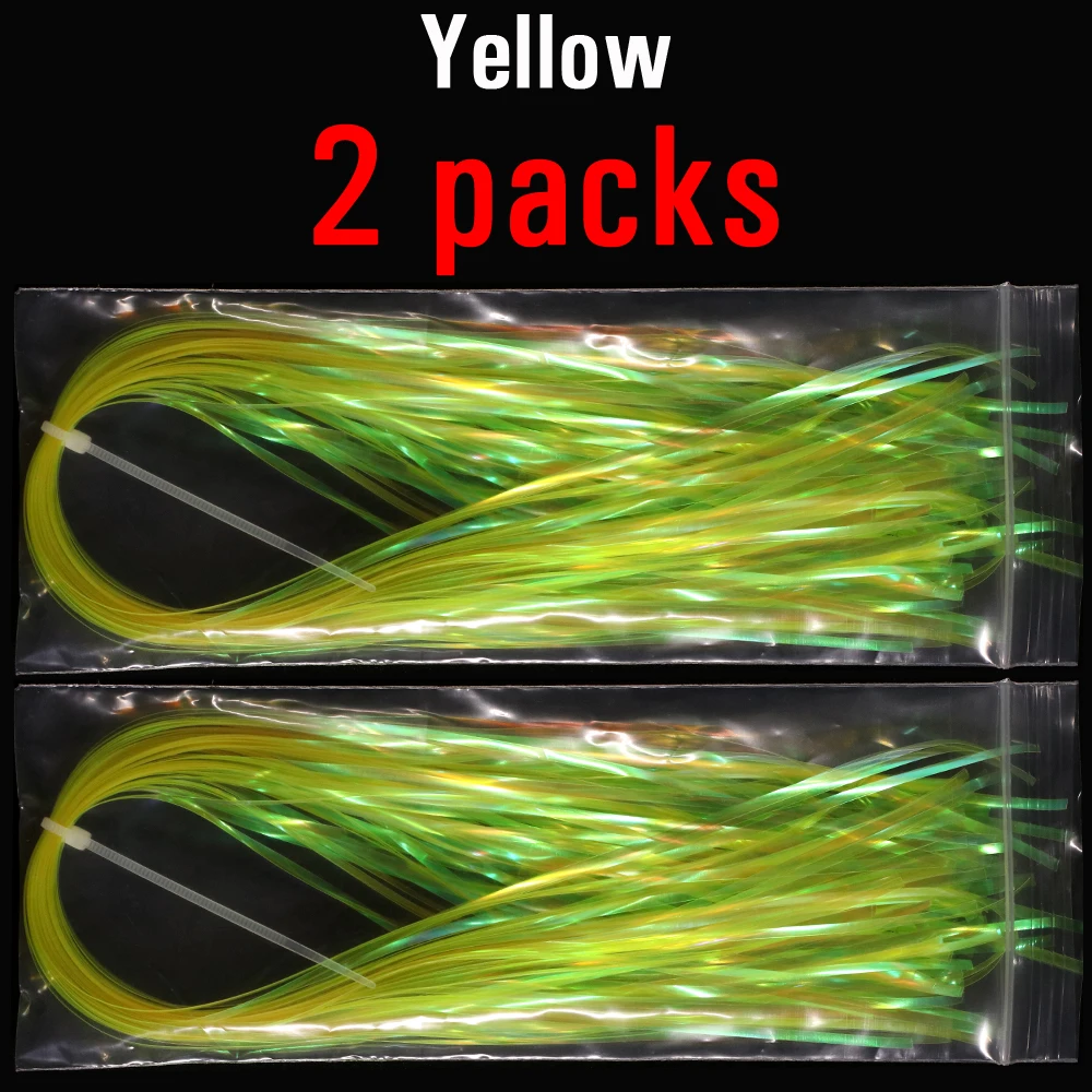 2packs Yellow ICERIO 2 упаковки 2 мм плоская Mylar Flashabou голографическая Mirage вспышка мишура Nymph Scud приманка крючок синтетический мухобойный материал - Цвет: 2packs Yellow