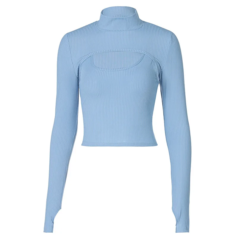 

TRODEAM Women Knitted Turtleneck Tops Casual Basic Pullover Long Sleeve Slim Tshirts Hollow Out Women Tee Shirts Lady Clothing