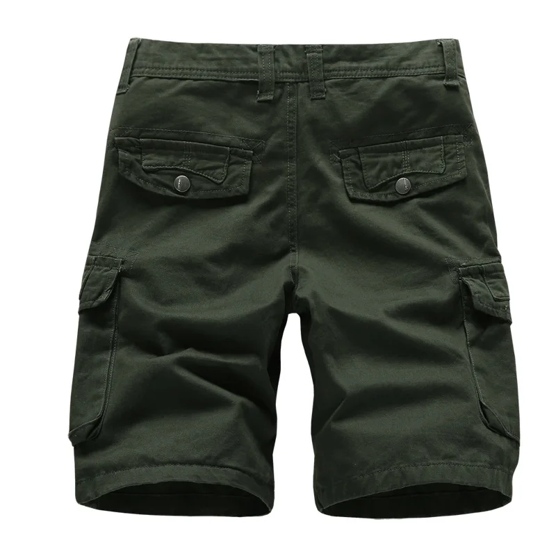 

Cotton Summer Mens Cargo Shorts Pockets Buttons Fifth Pants Casual Black Classic Loose Overalls Male Brand Clothing Homme Shorts