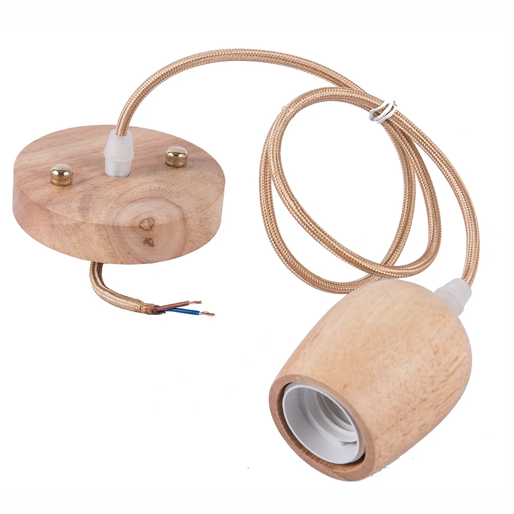 Деревянный подвесной светильник E27 основа для светодиодной лампы в современном