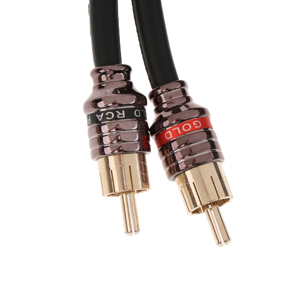 

14.7ft Car Auto Audio Speaker RCA Cable Wire Secure Connection Black