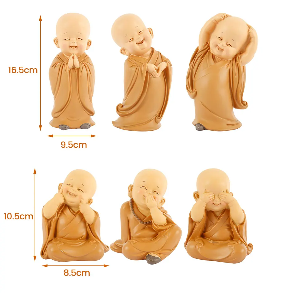 Маленький Монах Скульптура китайский стиль смолы ручной резной Будда статуя
