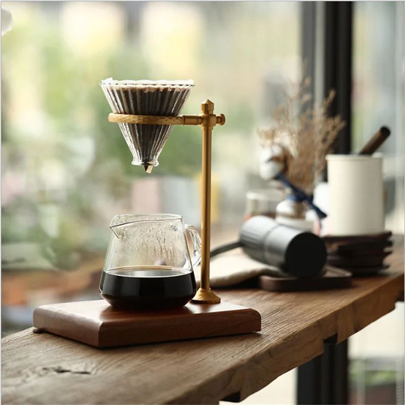 

Pour-Over Coffee Dripper with Wood Stand - Heavy-Duty - Adjustable height