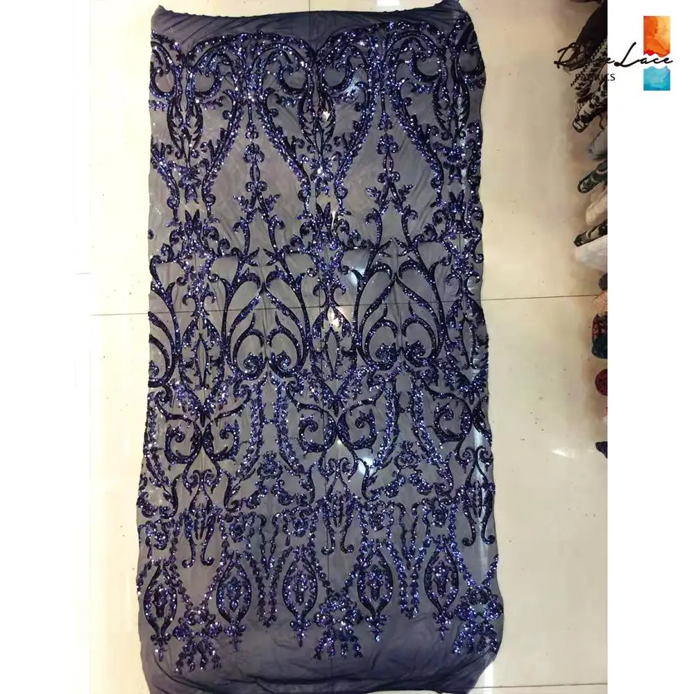 Эластичные африканские блестки сетчатые кружевные ткани нигерийские вышитые