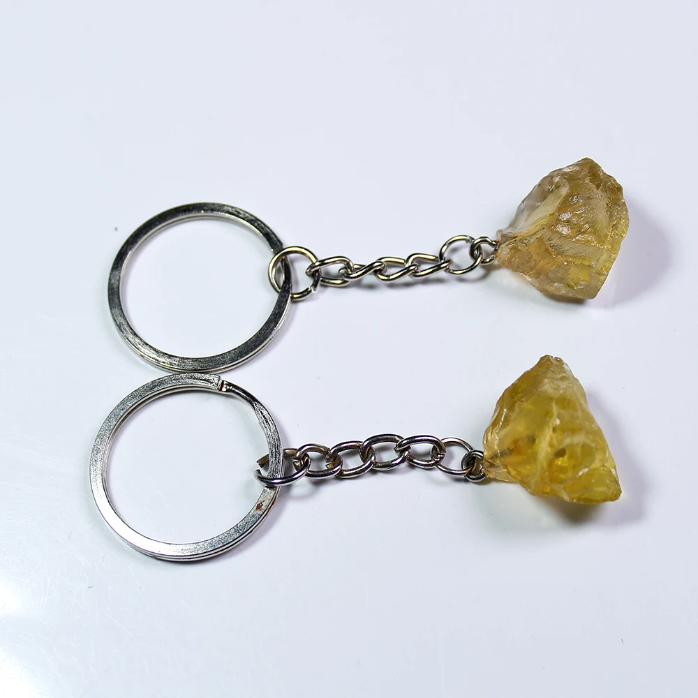 Брелоки из натурального камня ювелирные цепочки с кристаллом цитрина розового