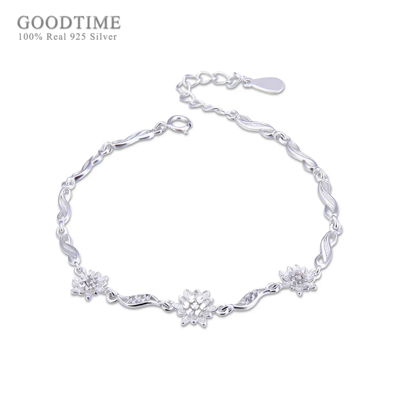 

Noble Bracelet Pure S925 Sterling Silver Rose Gold Color Lotus Fashion Silver Charm Bracelet Jewelry Accessories For Women Gift