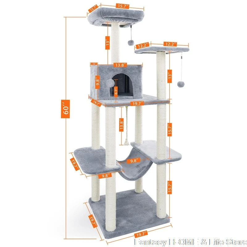 

Luxury Cat Climbing Frame Tree With Sisal-Covered Scratching Posts Cat Tower Furniture Kitty Activity Center Kitten Play House