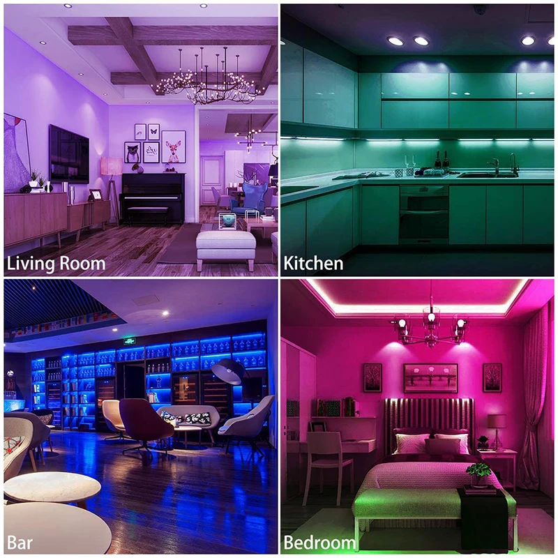 

LED Strip Lights Set Sync to Music Flexible RGB Remote Color Change Room Mood Lighting Bedroom SDF-SHIP