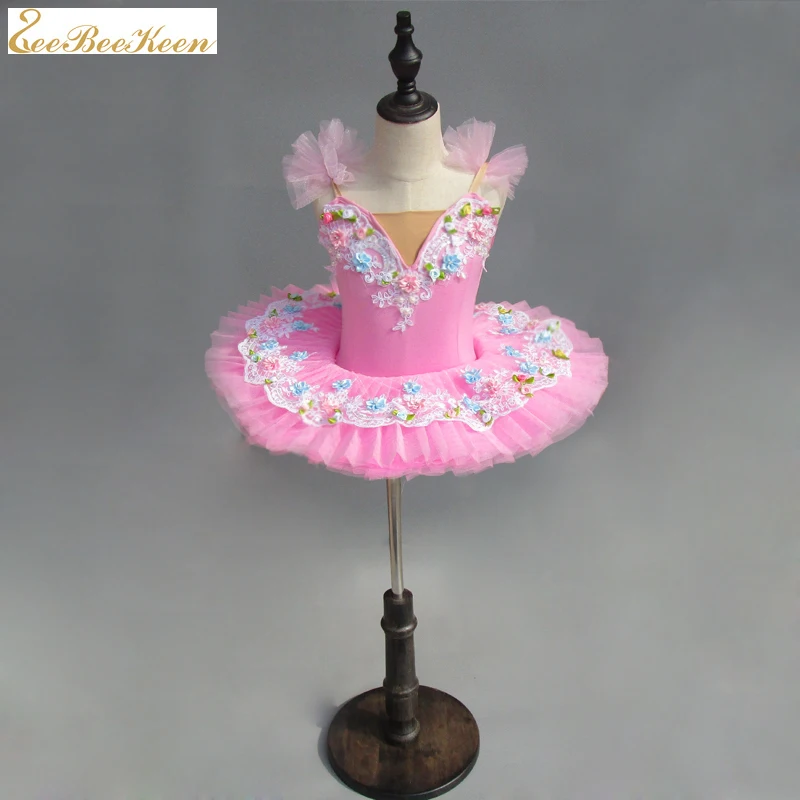 Балетное платье детское розовое платье-пачка с цветком и изображением