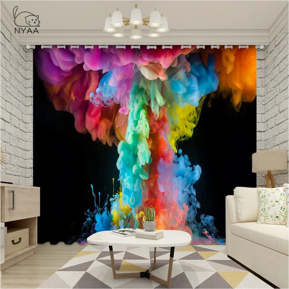 Цветная Радужная занавеска Современная Абстрактная живопись маслом