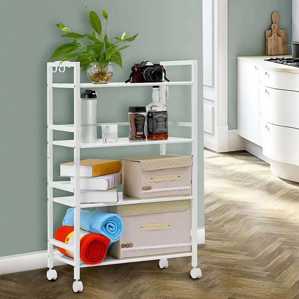 

4 Tiers Slim Storage Cart Multiuse Mobile Slide Out Shelving Unit Organizer Shampoo Bathroom Kitchen Support Rack Shelf