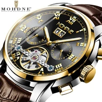 mens watches luxury mechanical watches stainless steel leather sliver automatic watches men clock man skeleton relogio masculino