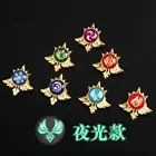 Лидер продаж, броши Genshin Impact monddt Vision Pin, металлический светящийся глаз Бога, 7 элементов, огонь, вода, ветер, лед, скала, аксессуары, ювелирные изделия