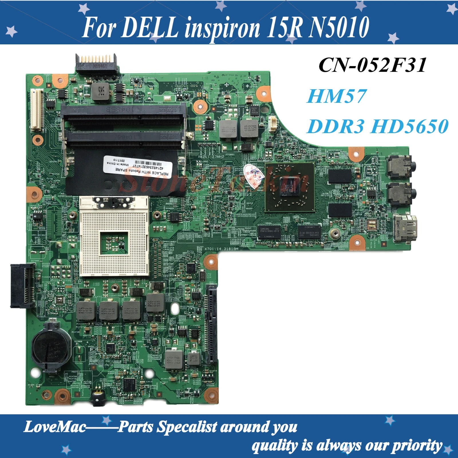 Высокое качество CN 052F31 для DELL inspiron 15R N5010 Материнская плата ноутбука 48.4HH01.011 52F31 HM57