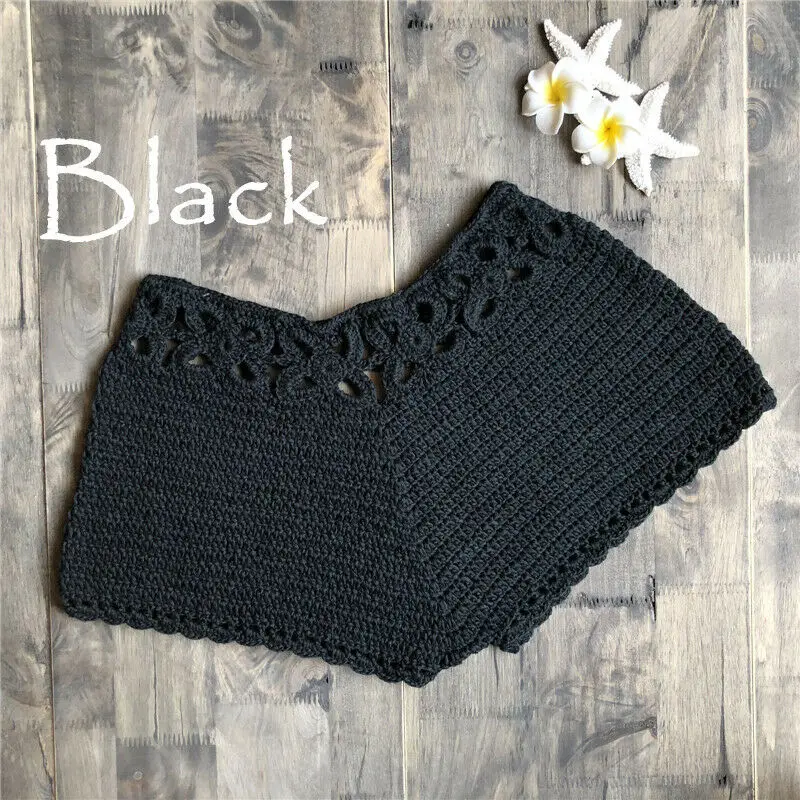 

Womens Knit Hollow Out Crochet Bikini Cover Up Shorts Beach Fishnet Hot Pants