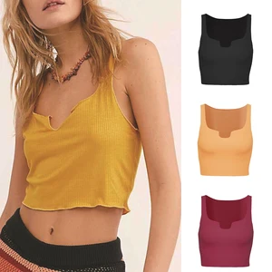 Майка женская трикотажная в рубчик с V-образным вырезом и открытой спиной