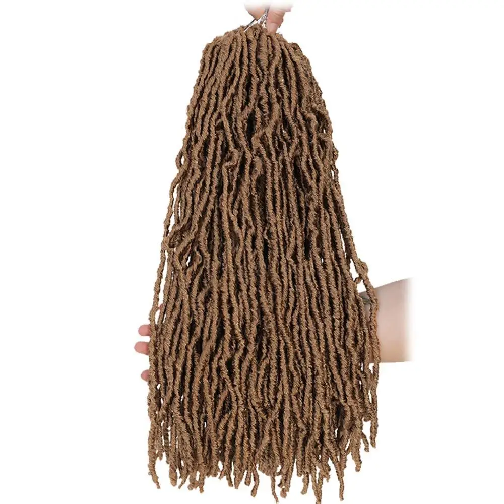 Накладные косы Nu Locs Crochet Hair Faux длиной 36, 24, 18 и 14 дюймов из синтетических материалов с мягкой текстурой для создания косичек-дреадлоков в стиле богини для ежедневного использования черных женщин.