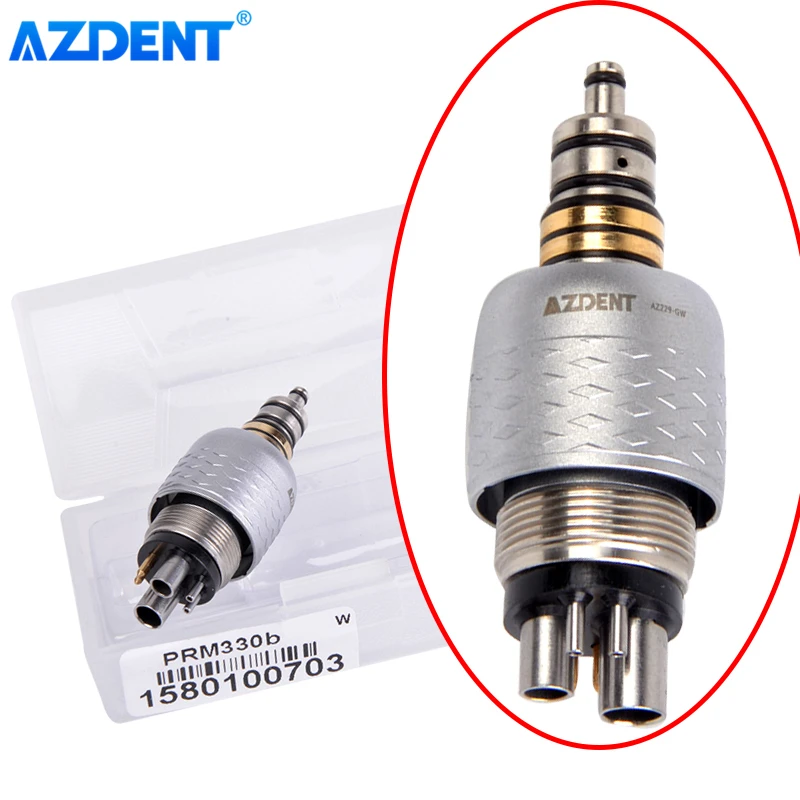 AZDENT-acoplador de acoplamiento rápido Universal Dental, Conector de 6 agujeros, estilo rápido Roto para pieza de mano de fibra óptica LED