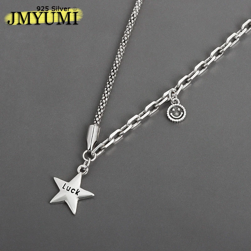 

JMYUMI 925 Sterling Silver New Woman Men Fashion Jewelry High Quality Retro Star Shape Pendant Necklace Length 45CM