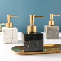 280ml liquid soap dispenser marble pattern ceramic square shampoo bottles bathroom hand sanitizer empty refill sub bottle