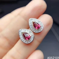 kjjeaxcmy fine jewelry 925 silver natural garnet new girl luxury earrings ear stud support test chinese style with box
