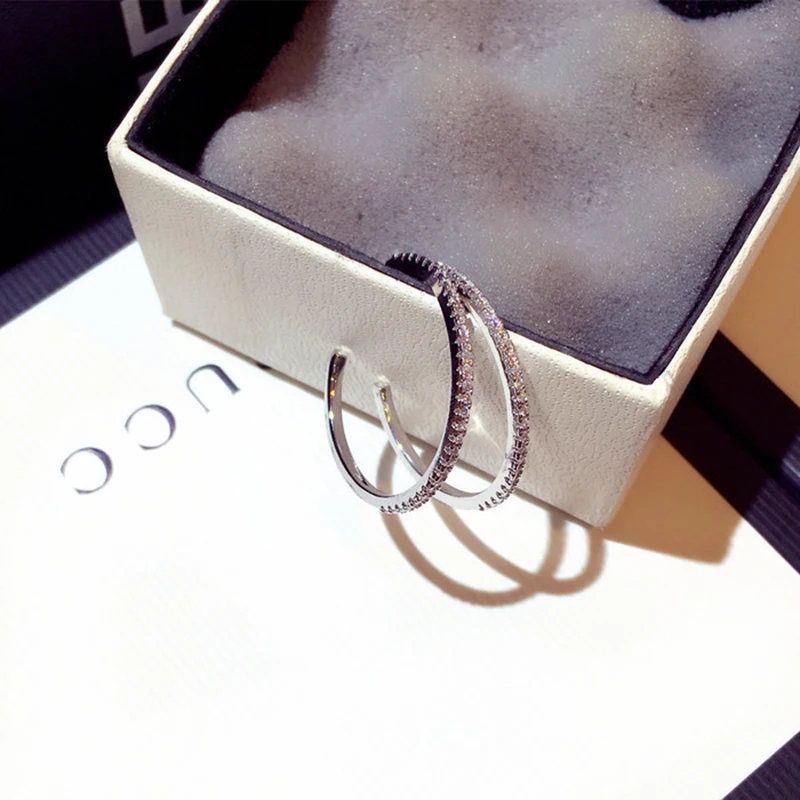 

High Quality 925 Sterling Silver Round Shape Hoop Earrings for Women Top Designer Luxury Jewelry AAA Zirconia S925 Silver Needle