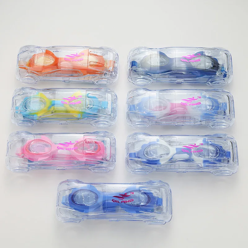 

Children's swimming goggles with mirror box boys and girls swimming goggles color silicone anti-fog waterproof swimming goggles