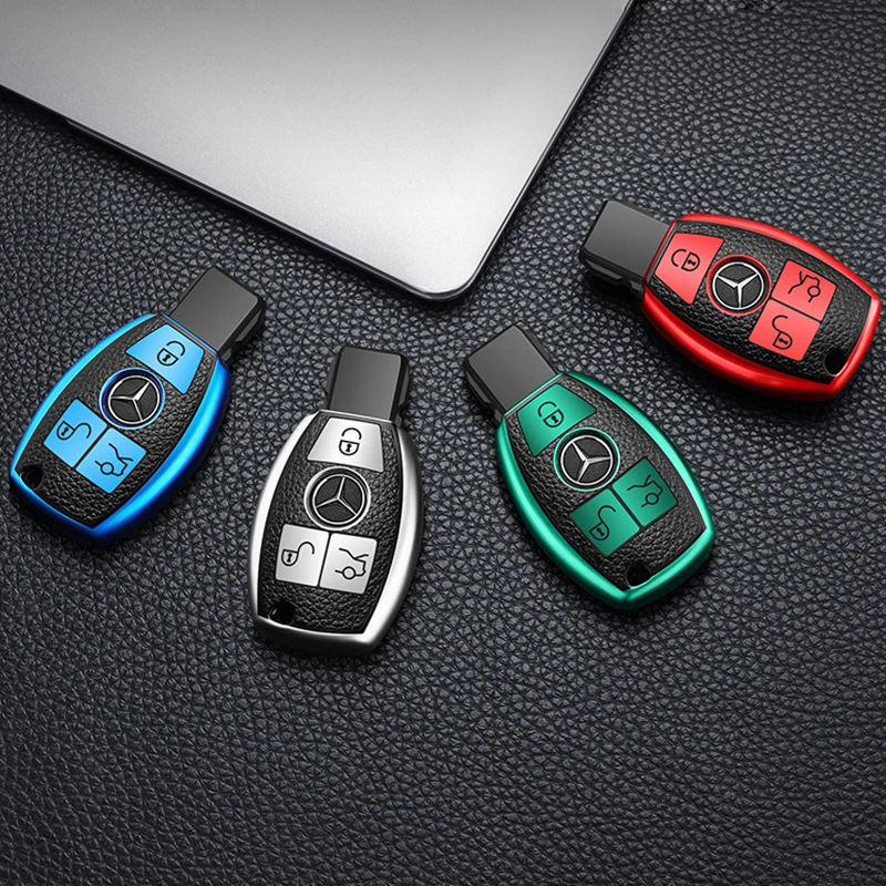 

TPU Car Key Cover Case for Mercedes-Benz car key cover CLA200 full package TPU soft GLC260 buckle C260l electroplating GLA C300