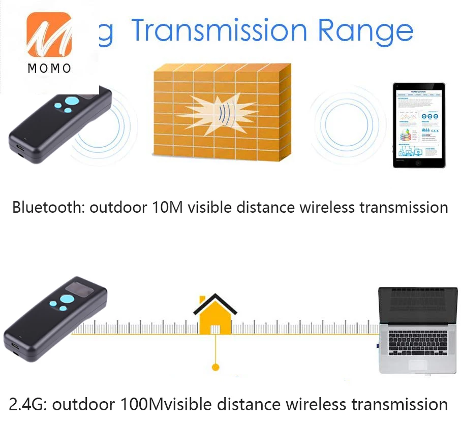 m8 1d 2d barcode scanner portable handheld mini bluetooth scanner 2 4g wireless with display for expressman mobile phone qr free global shipping