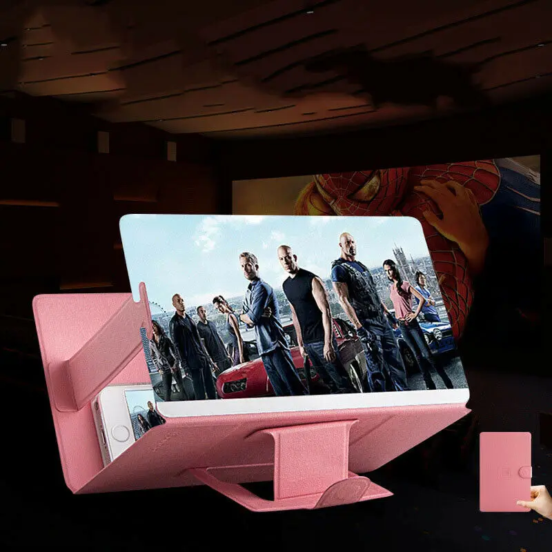 New 3D 8 Inch PU Leather Case Folding Mobile Phone Screen Amplifier Enlarged Magnifier Bracket Cell Holder | Электроника