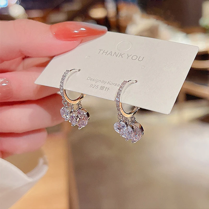 

2021 new large zircon pendant earrings women's exquisite fashion jewelry bridal accessories wholesale