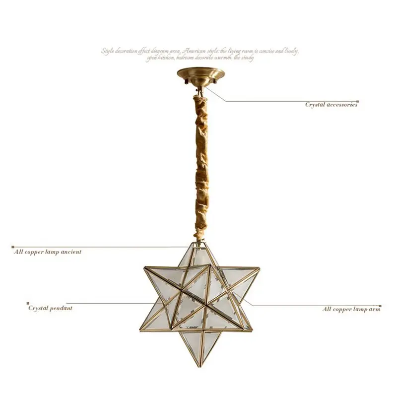 Медный Подвесной ретро-светильник LukLoy в виде звезды Подвесная лампа для коридора
