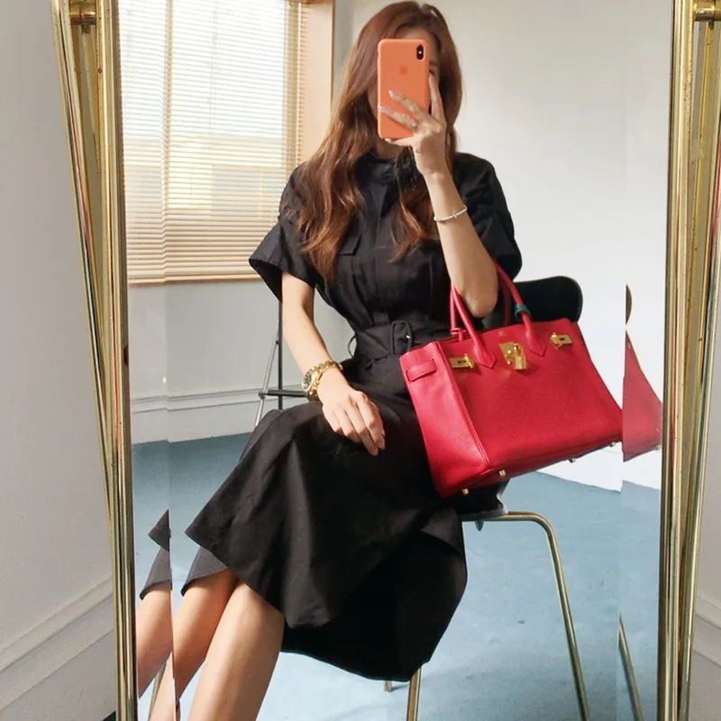 HAMALIEL/Новинка 2019 года осеннее женское офисное платье Модный армейский зеленый