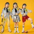 2021, костюмы джазовых танцев для девочек-чирлидеров, детская одежда для сценических танцев с открытым пупком, детский танцевальный костюм в стиле хип-хоп с блестками