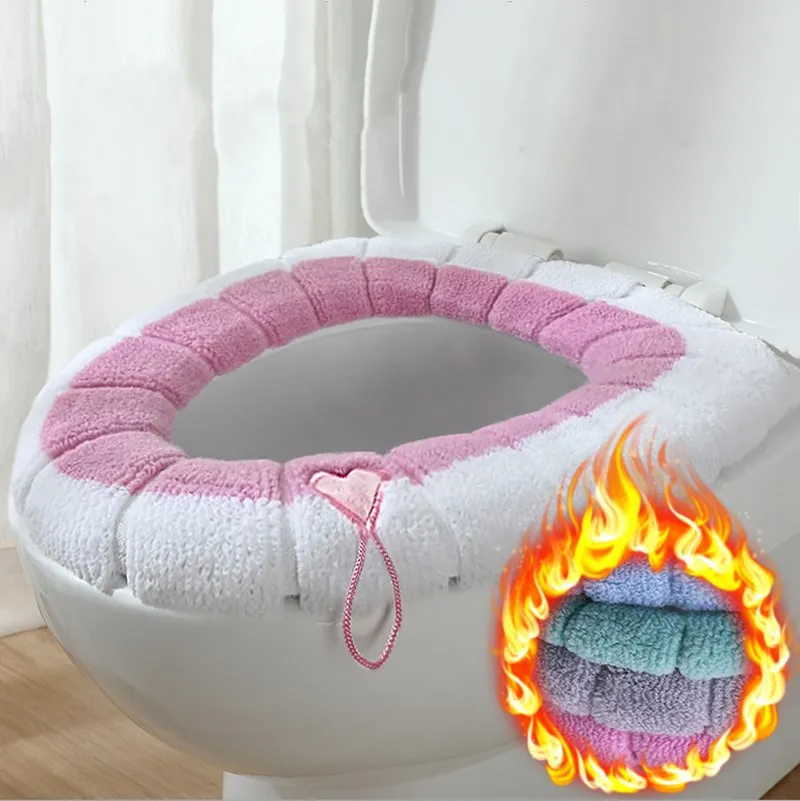Зимняя плюшевая подушка для сиденья унитаза портативная ручка с милым