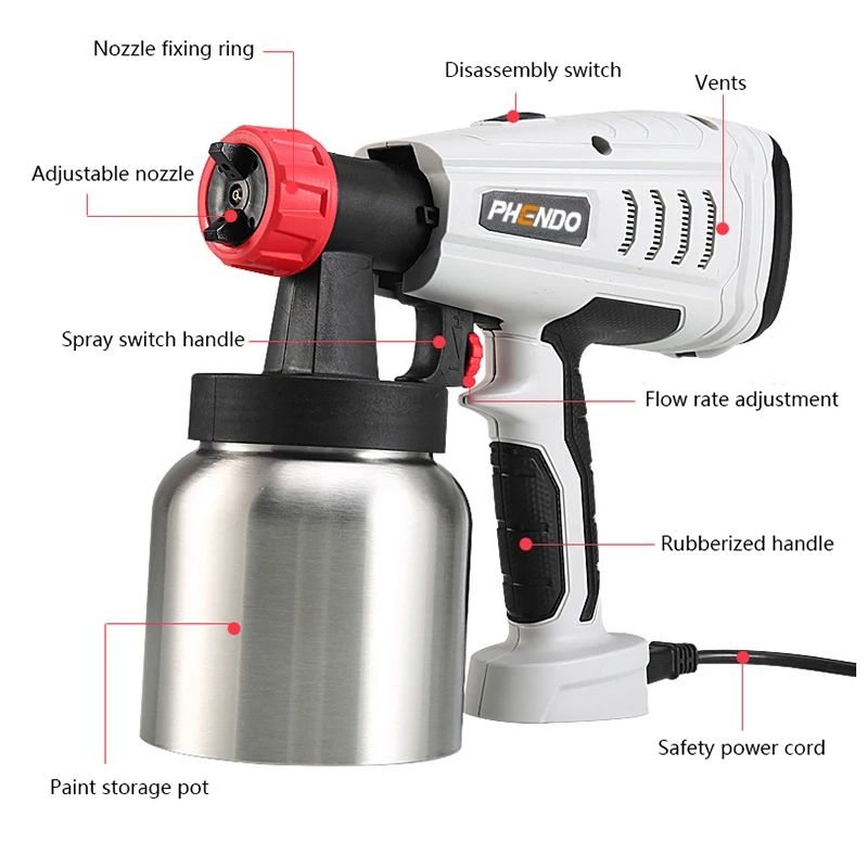 Электрический ручной распылитель краски PHENDO аэрограф для автомобиля мебели
