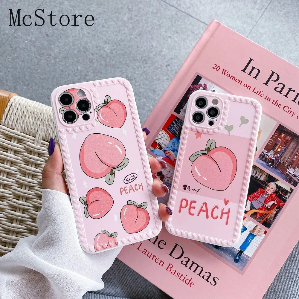 

Case For iPhone 12 11 Pro MAX Silicon Peach Anti-stress Apple Phone Back Cover 7 8 Plus X XS XR SE2 12 Mini women Soft Shell