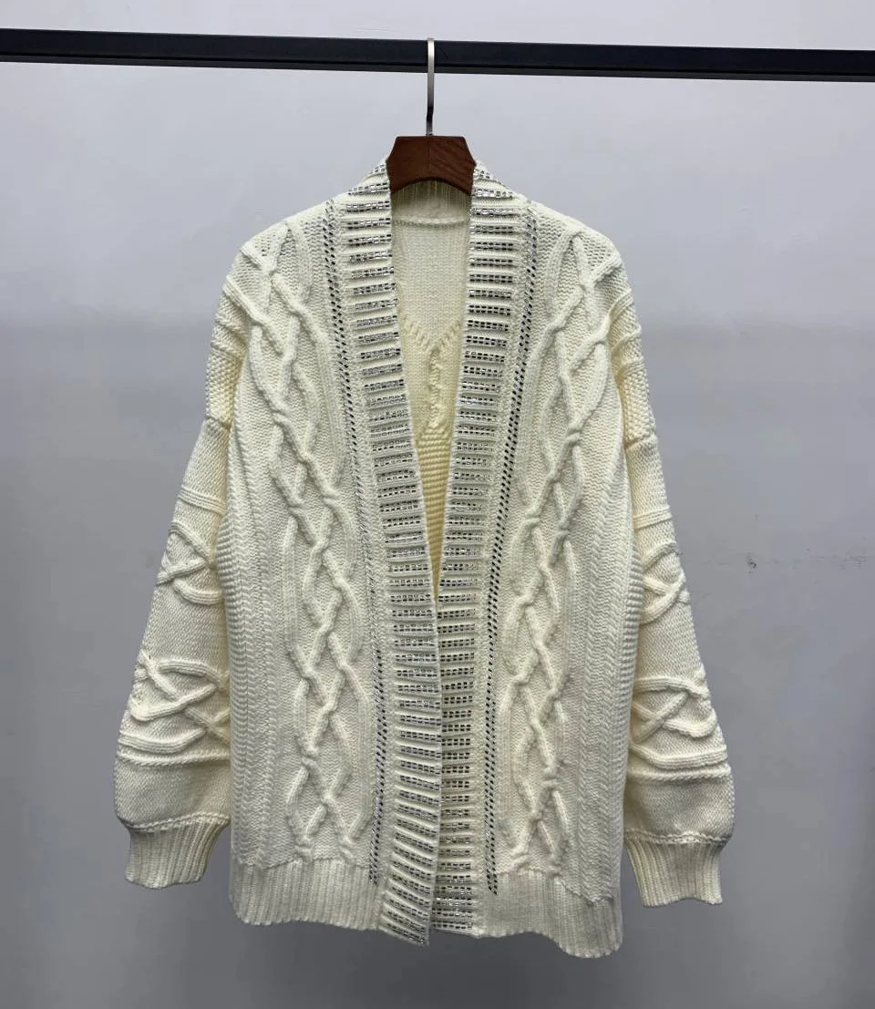 

Spring 2020 new super fashion atmosphere heavy industry diamond sweater cardigan sweater