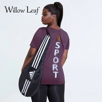willow leaf summer woman sports short sleeve top plus size yoga tshirts gym clothing workout running ladies blousers breathable