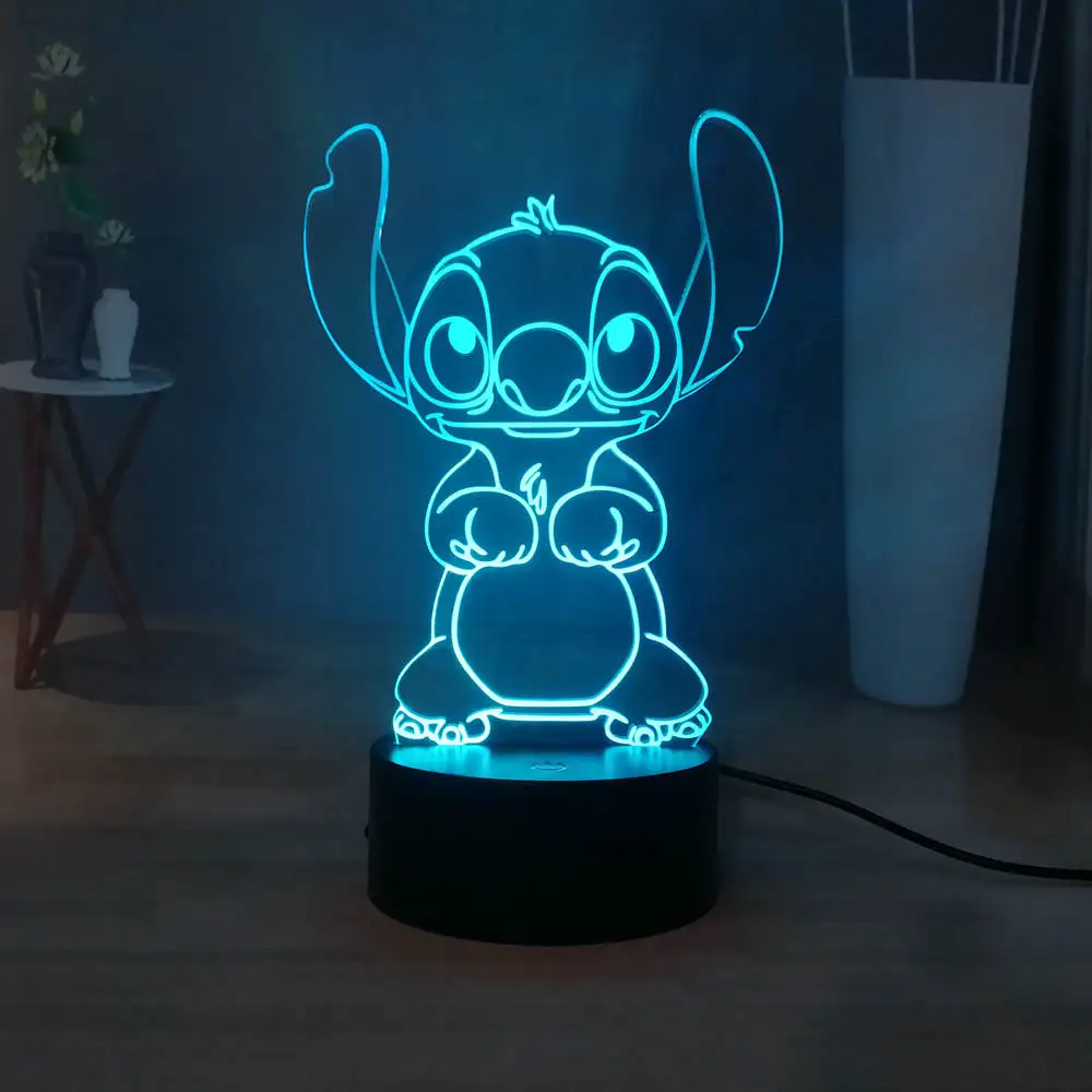 Милые Прошитые светодиодный Ночной светильник мультфильм Акриловые RGB многоцветный USB 3D Иллюзия ночной сон лампа лучший подарок на год