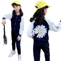 girls baseball uniform clothing sets children letter flowers print jacket coat pant kids clothing autumn sports suit tracksuit