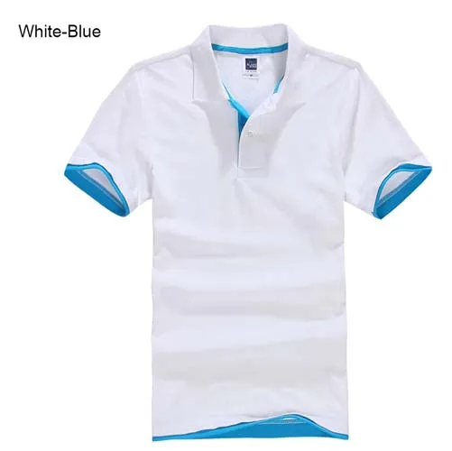 white Blue Ranberone, фирменная новинка, Мужская рубашка поло, высокое качество, мужская хлопковая рубашка с коротким рукавом, брендовые майки, летние мужские рубашки поло размера плюс - Цвет: white Blue