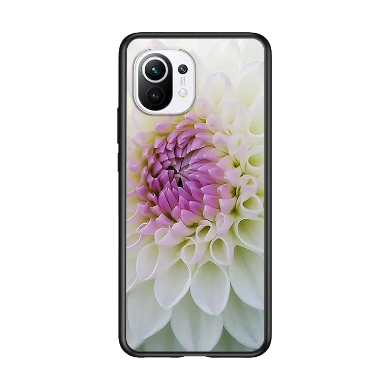 

Flower Leaf for Xiaomi Mi 11 10T Note 10 Ultra 5G 9 9T SE 8 A3 A2 A1 6X Pro Play F1 Lite 5G Black Phone Case