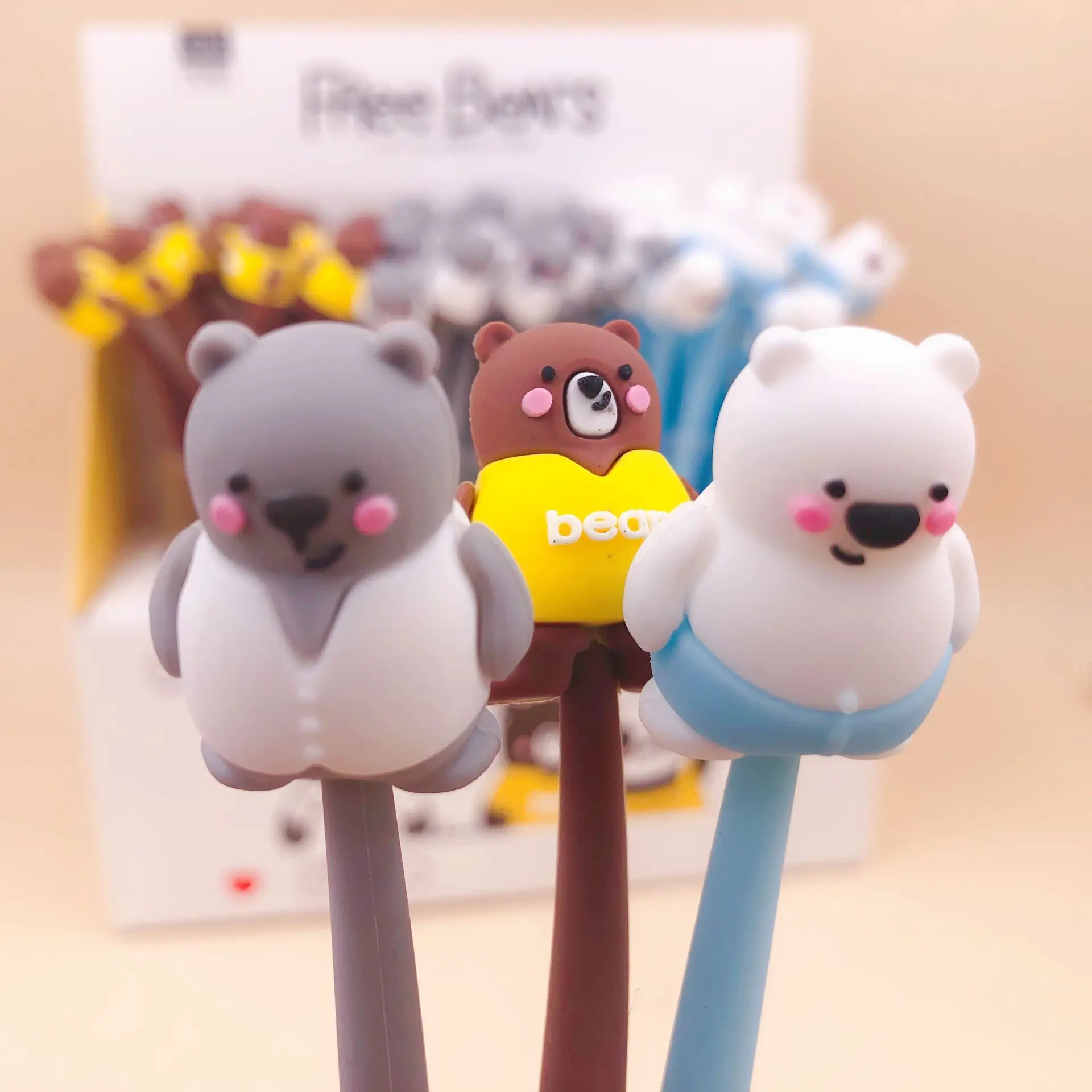 1 шт. гелевые ручки с мультяшным медведем черные цветные для письма милые